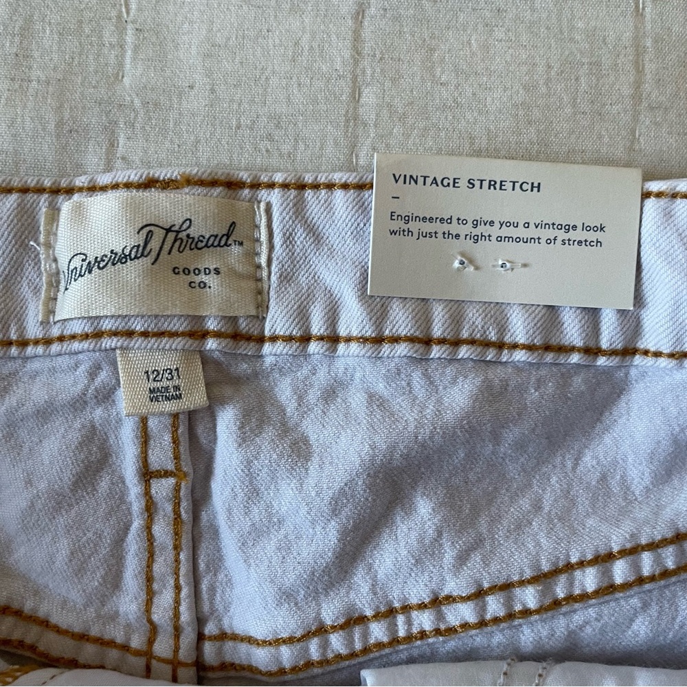 Universal Thread High-Rise Vintage Midi Jean Shorts Off-White Cut Off Raw Hem - Picture 7 of 13